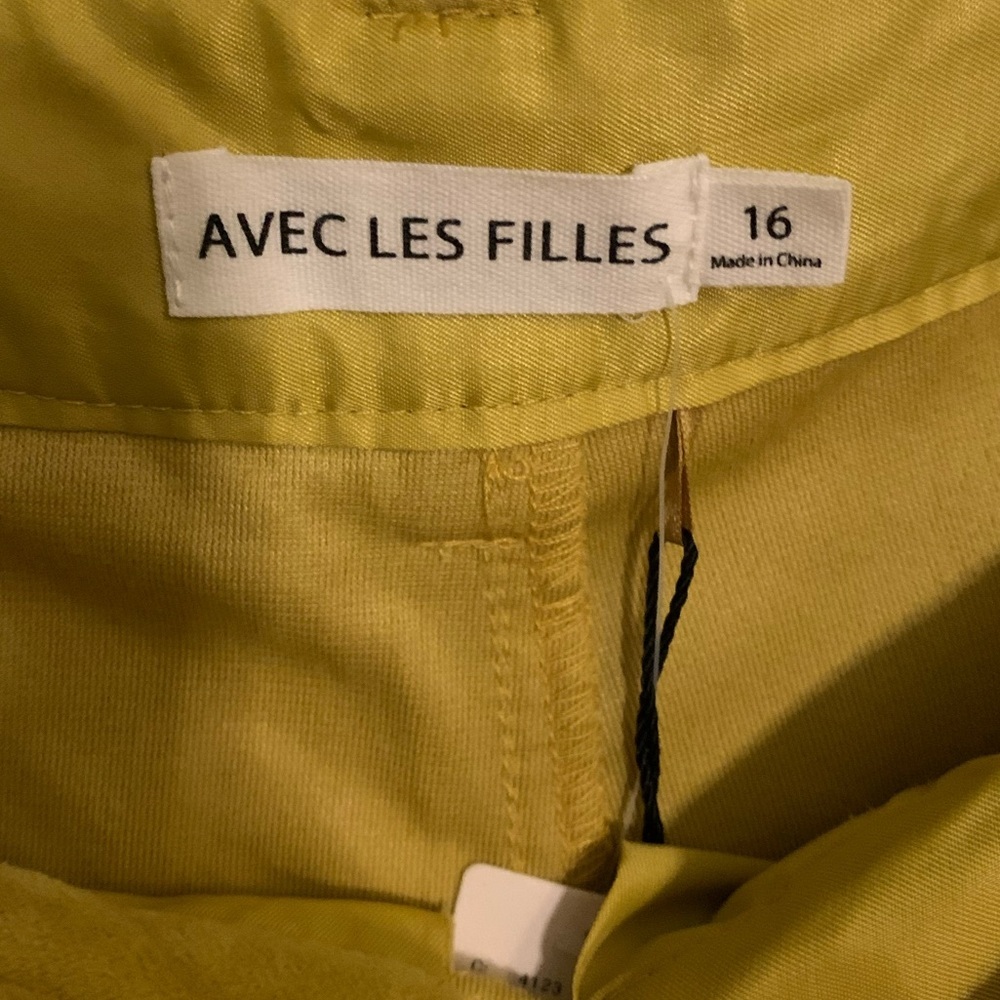 NWT Anthropologie Avec Les Filles Split-Front Mustard Velvet Pants, Womens Sz 16 - Picture 8 of 11